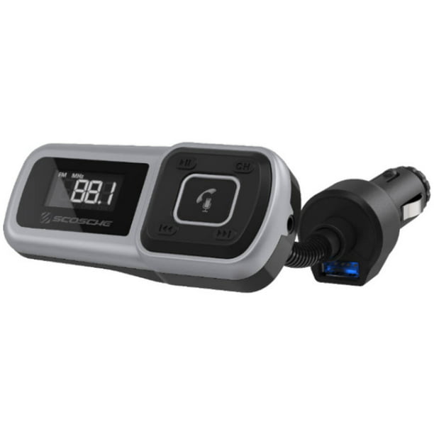 Scosche BTFMPD3SR-SP1 Universal Bluetooth Hands-Free Car Kit with Digital FM Transmitter and 20-Watt USB-C PD 12W Type-A Charging Ports 